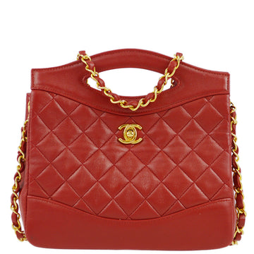 CHANEL Red Lambskin 2way Handbag Shoulder Bag 161799