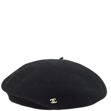 CHANEL Black Hat Beret Small Good 161808