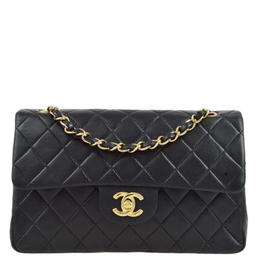 CHANEL Black Lambskin Small Classic Double Flap Shoulder Bag 172042