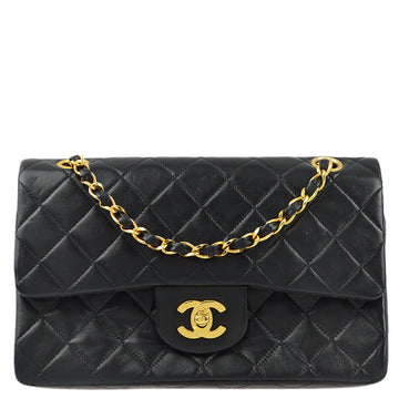 CHANEL Black Lambskin Small Classic Double Flap Shoulder Bag 172134