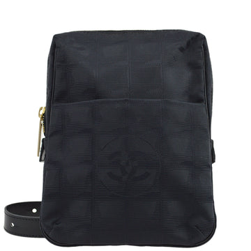 CHANEL Black Jacquard Nylon New Travel Line Shoulder Bag 181772