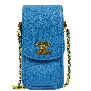 CHANEL Light Blue Caviar Chain Shoulder Pochette 181926