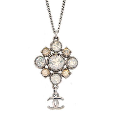 CHANEL Silver Necklace Pendant Rhinestone 10V 181986