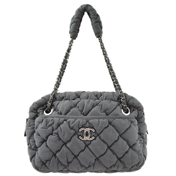 CHANEL Gray Bubble Quilted Shoulder Bag 182000