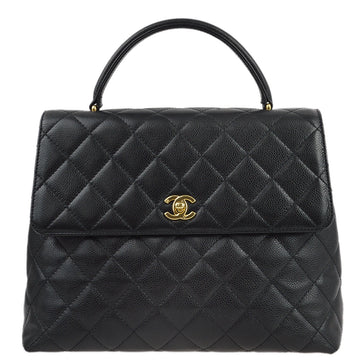 CHANEL Black Caviar Top Handle Handbag 182064