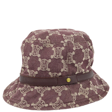 CELINE Bordeaux Macadam Bucket Hat #M Small Good 182261