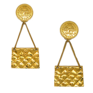 CHANEL Gold Bag Dangle Earrings Clip-On 23 191405