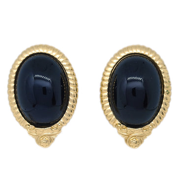 GIVENCHY Stone Oval Earrings Clip-On Black 161749