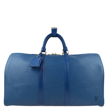 LOUIS VUITTON Blue Epi Keepall 50 Travel Handbag M42965 161971