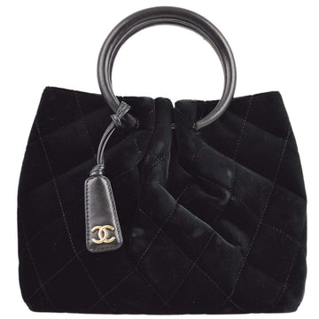 CHANEL 2000-2001 Black Velvet Handbag 191596