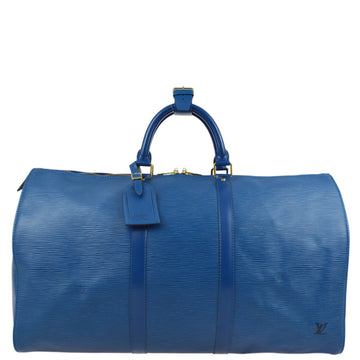 LOUIS VUITTON Blue Epi Keepall 50 Travel Handbag M42965 191670