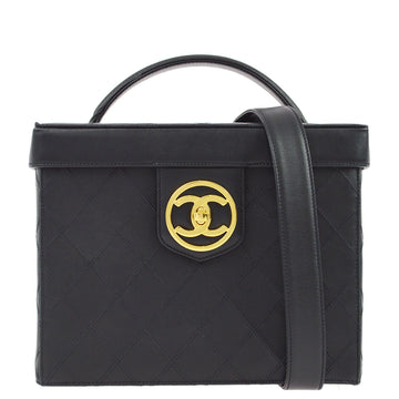 CHANEL Black Lambskin Bicolore Vanity 2way Shoulder Handbag 161841