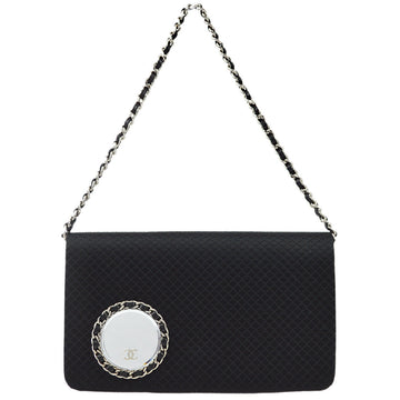 CHANEL Black Satin Chain Handbag 161926
