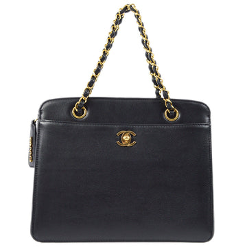 CHANEL Black Caviar Chain Tote Handbag 171855