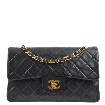 CHANEL Black Lambskin Small Classic Double Flap Shoulder Bag 172044