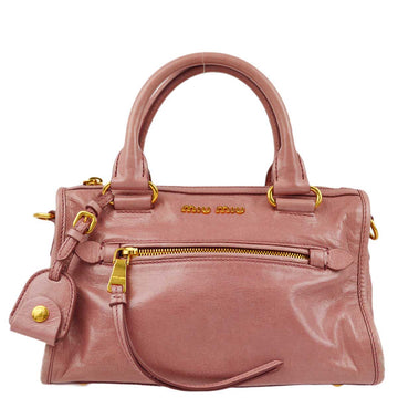 Miu Miu Pink Vitello Shine 2way Shoulder Handbag 191789