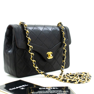 CHANEL Small Single Flap Chain Shoulder Bag Black Quilted Lambskin
