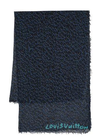 LOUIS VUITTON Cheetah Print Scarf Blue/Black