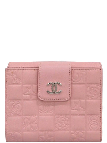CHANEL Around 2003 Made Icon Cc Mark Plate Wallet Pink