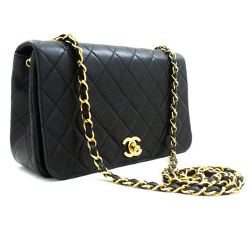 CHANEL Full Flap Chain Shoulder Bag Black Quilted Lambskin Leather