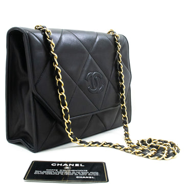 CHANEL Vintage Coco Chain Shoulder Bag Black Flap Quilted Lambskin