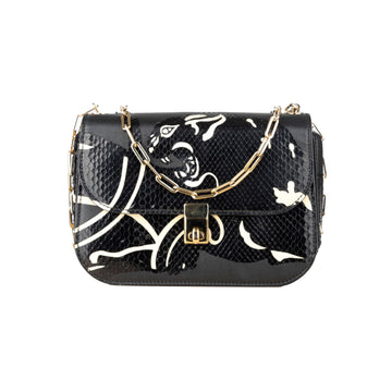 VALENTINO Valentino Leather and Snakeskin Panther Crossbody Bag