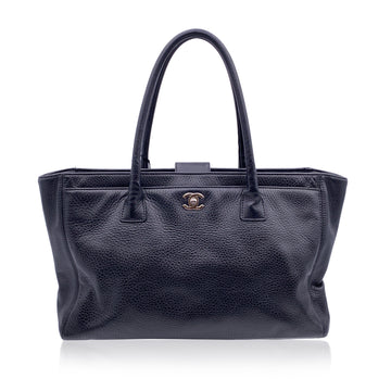 CHANEL Black Pebbled Leather 2000S Executive Tote Bag Handbag