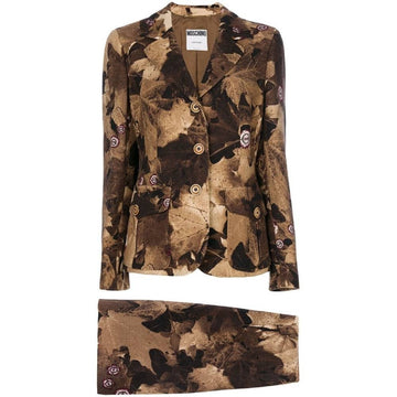 MOSCHINO Moschino Brown Floral Pattern Wool Suit