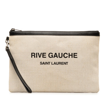 SAINT LAURENT Canvas Rive Gauche Wristlet Clutch Clutch Bag