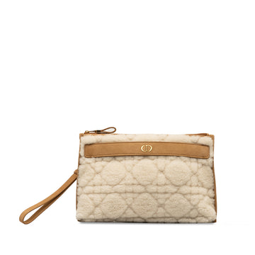 DIOR Large Shearling Caro Pouch Clutch Bag