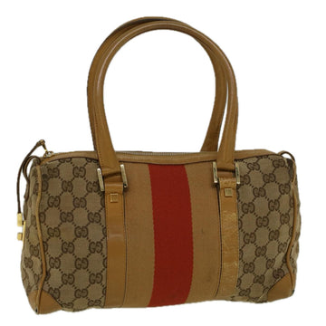 GUCCI GG Canvas Sherry Line Hand Bag Beige Brown Red 000 0851 002122 Auth 58695