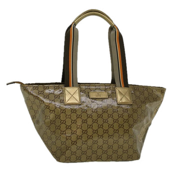 GUCCI GG Crystal Canvas Sherry Line Tote Bag Coated Canvas Gold Auth 58809