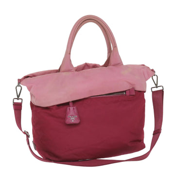 PRADA Hand Bag Nylon Reversible 2way Pink Auth 59269