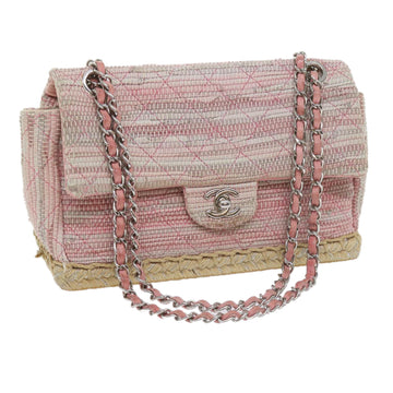 CHANEL Matelasse Chain Shoulder Bag Leather Pink CC Auth 59323A