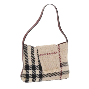 BURBERRY Nova Check Shoulder Bag Wool Beige Auth 59951