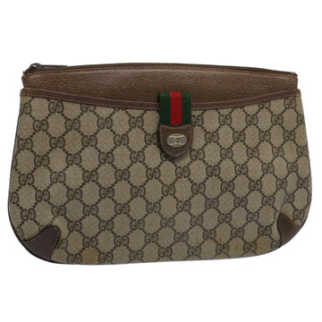 GUCCI GG Supreme Web Sherry Line Clutch Bag Beige Red Green 39 02 026 Auth 60306