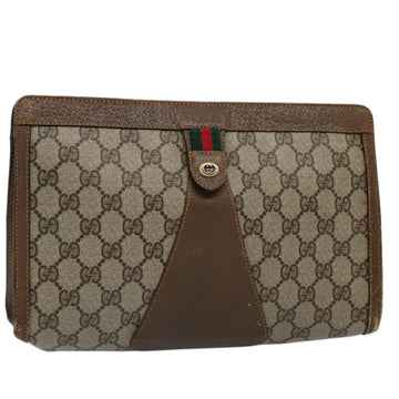 GUCCI GG Supreme Web Sherry Line Clutch Bag Beige Red Green 89 01 033 Auth 60742