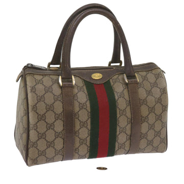 GUCCI GG Supreme Web Sherry Line Hand Bag Beige Red Green 69 02 006 Auth 60884