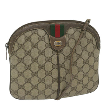 GUCCI GG Canvas Web Sherry Line Shoulder Bag PVC Beige Green Red Auth 61211