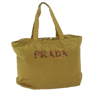 PRADA Tote Bag Nylon Yellow Auth 61248