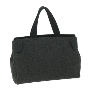 PRADA Hand Bag Wool Gray Auth 61417