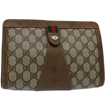 GUCCI GG Supreme Web Sherry Line Clutch Bag Beige Red Green 89 01 032 Auth 61455