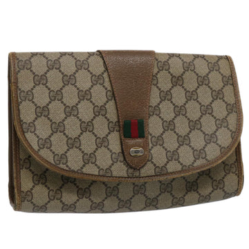 GUCCI GG Supreme Web Sherry Line Clutch Bag Beige Red Green 89 01 030 Auth 61534