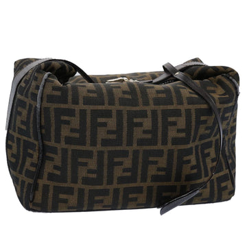 FENDI Zucca Canvas Vanity Cosmetic Pouch Black Brown Auth 61577