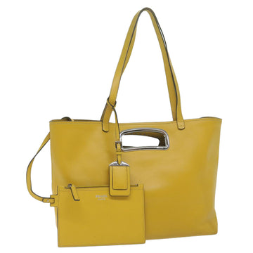 PRADA Tote Bag Leather Yellow Auth 61631