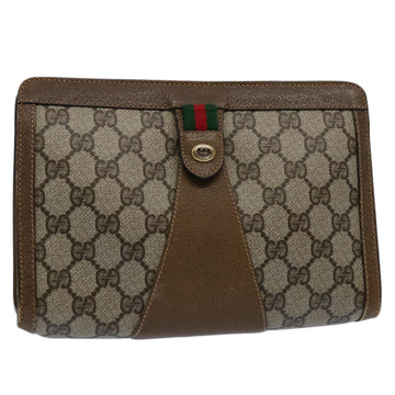 GUCCI GG Supreme Web Sherry Line Clutch Bag Beige Red Green 89 01 032 Auth 61756