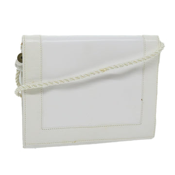 FENDI Shoulder Bag Leather White Auth 61891