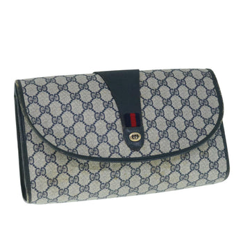 GUCCI GG Supreme Sherry Line Clutch Bag Navy Red 89 01 031 Auth 62132