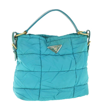 PRADA Shoulder Bag Nylon Turquoise Blue Auth 62503