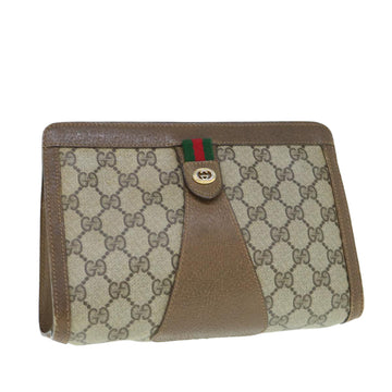 GUCCI GG Supreme Web Sherry Line Clutch Bag Beige Red Green 89 01 032 Auth 62654
